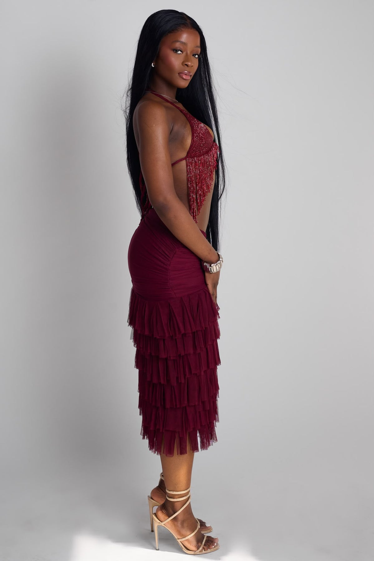 Vera Midi Skirt - Cherry Red